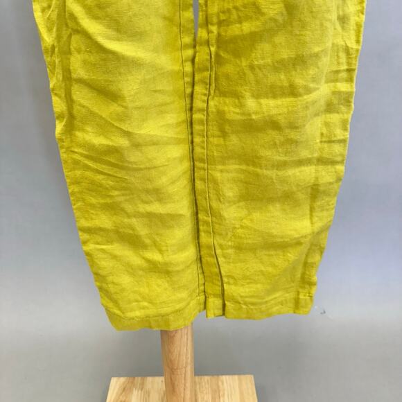 Not Perfect Linen Genova tapered linen Pants Chartreuse size small - Picture 4 of 13